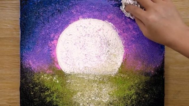 How To Draw A Girl And Cat Looking At The Full Moon / Special Painting Techinque