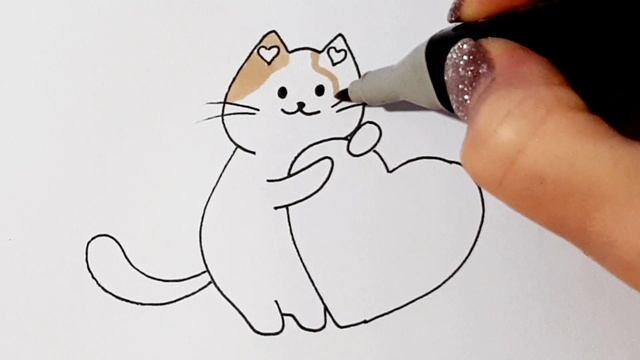 Как нарисовать МИЛОГО КОТИКА С СЕРДЕЧКОМ смотреть онлайн