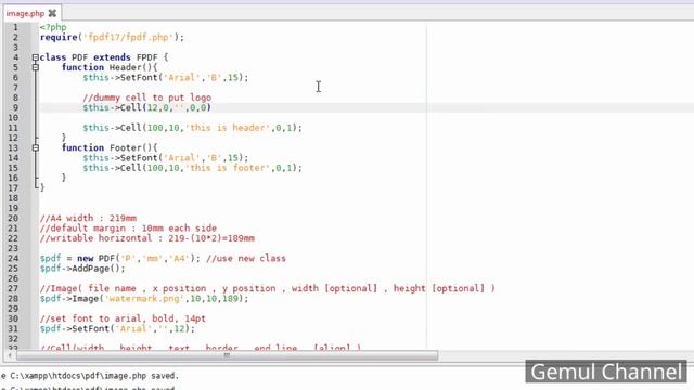 How to add image, header, and footer in PDF | PHP FPDF Tutorial #3 смотреть онлайн