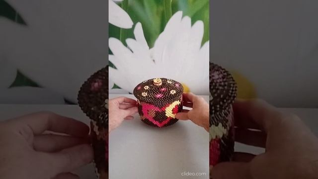 модульное оригами шкатулка (цепочка сердец)