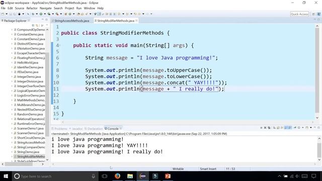 Java String Modifier Methods - toUpperCase toLowerCase concat replace - Java Programming - Appficia смотреть онлайн