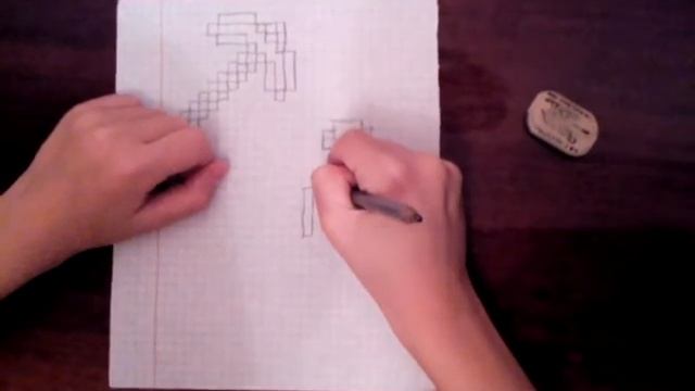 Рисунки по клеточкам алмаз,кирка,пузырёк с зельем из майнкравта