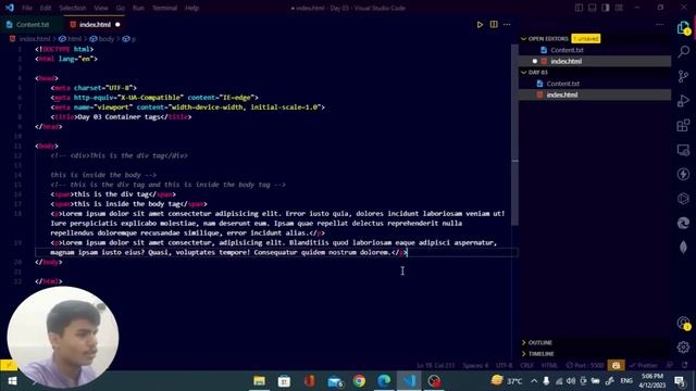 Day 03: Introduction to Container tags | div & span & p tag | HTML tutorial | abhisha kumar смотреть онлайн