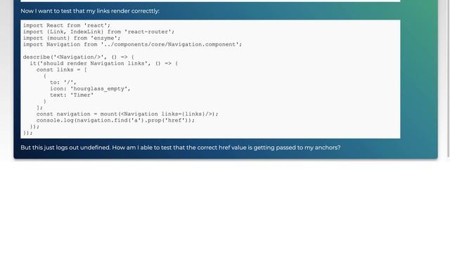 component.find('a).prop('href') returns undefined instead of the href value смотреть онлайн