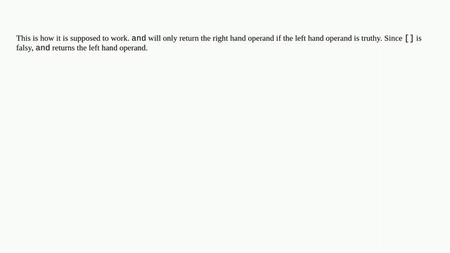 Python: `and` operator does not return a boolean value смотреть онлайн