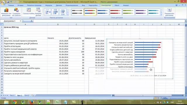 Планирование года с помощью диаграммы Ганта в Excel смотреть онлайн