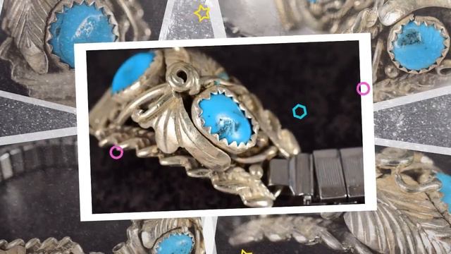 Vtg 5-1/2" Native American Turquoise Navajo Watch Band Sterling Silver 925 12mm смотреть онлайн