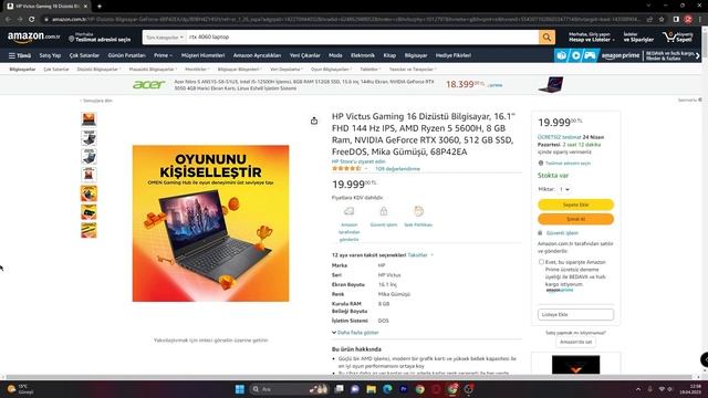 19.999 TL RTX 3060 BOMBA Laptop - HP Victus Gaming 16 смотреть онлайн