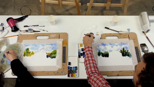 Упражнение перед выходом на пленэрную практику. Акварель «Ладога». смотреть онлайн