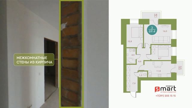 Видео-экскурсия по квартире в новостройке ЖК Smart на Краснодарской смотреть онлайн