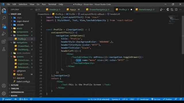 DAY3 || Building the Drawer Navigation || KNUST-AIM-APP || React Native смотреть онлайн
