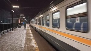 Москва зима Электропоезд ЭД4М-062 Икша - Москва прибывает на станцию D1 Водники|Московский транспорт