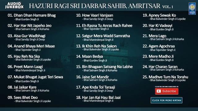 Hazoori Ragi Sri Darbar Sahib Amritsar | Gurbani Shabad Kirtan | Audio Jukebox Vol 1 | Amritt Saaga