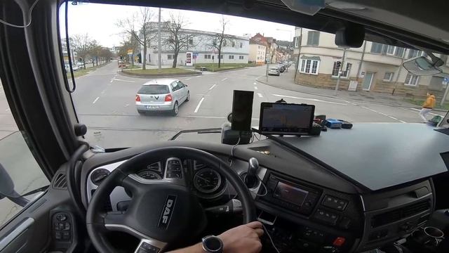 Stutgart,POV Truck Drive Through Whole City