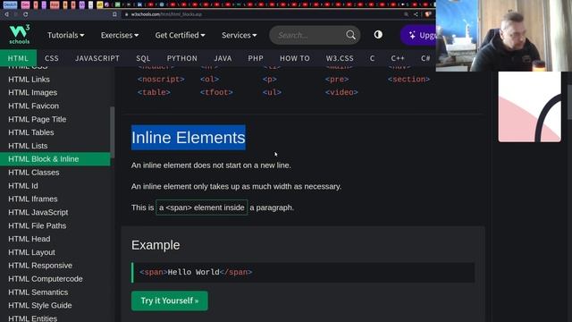 HTML блочные и строчные элементы смотреть онлайн