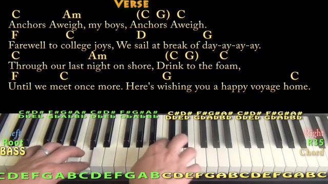 Anchors Aweigh - Piano Cover Lesson in C with Chords/Lyrics смотреть онлайн