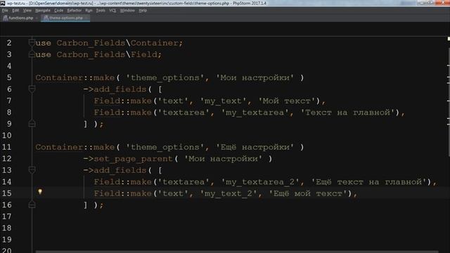 Контейнер Theme Options в Carbon Fields 1.6: создание страницы настроек темы Wordpress смотреть онлайн