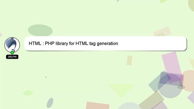 HTML : PHP library for HTML tag generation смотреть онлайн