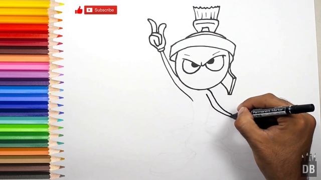 How to Draw Marvin the Martian From Lonney Tunes | Step By Step| 4 Kids смотреть онлайн
