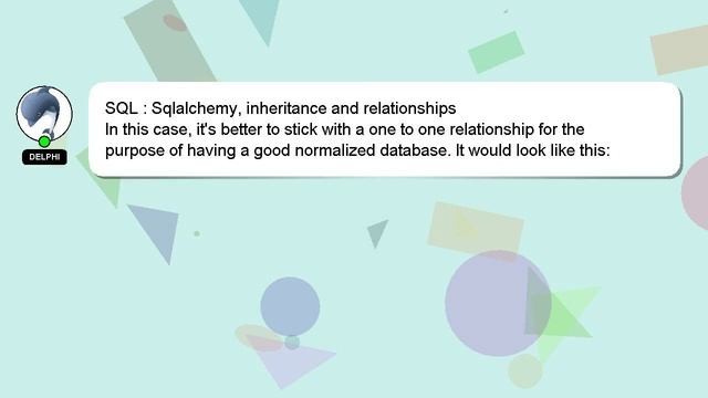 SQL : Sqlalchemy, inheritance and relationships смотреть онлайн