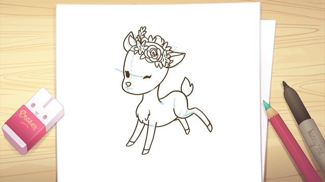 How to draw a Fawn - Cute Deer Drawing Tutorial смотреть онлайн