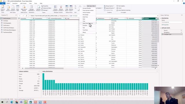 Change Column Data Type Power Query Editor Power BI смотреть онлайн