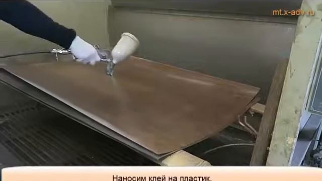 Технология наклейки пластика HPL и шпона на полиуретановый клей смотреть онлайн