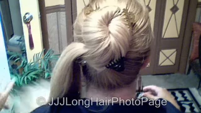 Comfy Cinnamon Bun with clips( Hair 52") Long hair held up all day! смотреть онлайн