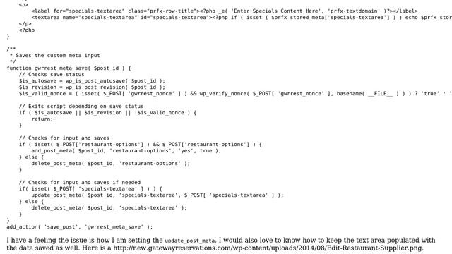 Wordpress: When post is updated, custom metadata in text area field is overwritten смотреть онлайн