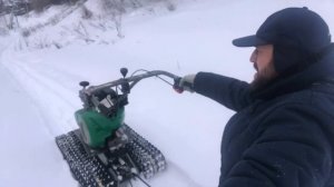 Обзор на снегоходную приставку к мотоблоку Kayman
