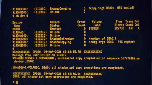 OpenVMS Volume Shadowing смотреть онлайн