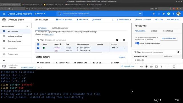 How to Edit a VM instance Google Cloud Platform + create a Python alias смотреть онлайн