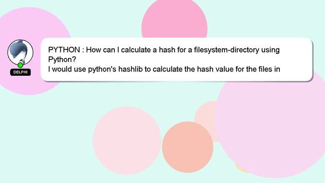 PYTHON : How can I calculate a hash for a filesystem-directory using Python? смотреть онлайн