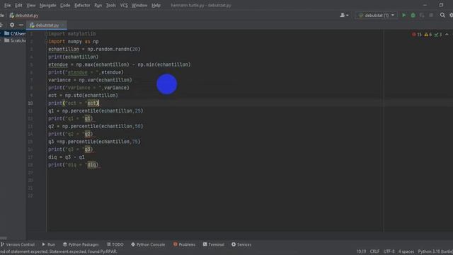 détermination des éléments de dispersion d'une série statistique avec python смотреть онлайн