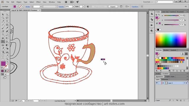 Как разукрасить контурный рисунок в Adobe Illustrator смотреть онлайн