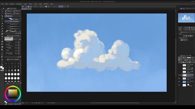 How to Paint Clouds – Digital Painting Tutorial in Clip Studio Paint смотреть онлайн