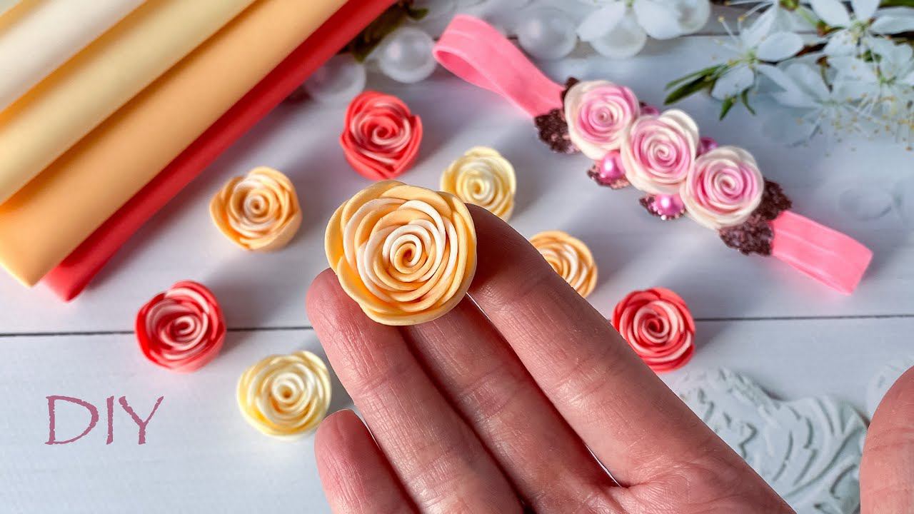 МК Розы из фоамирана за 5 минут Как сделать розу из фоамирана легко и просто DIY Flower Rose