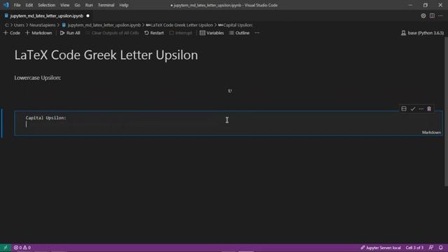 Jupyter Notebook | Markdown | LaTeX | How to Show Greek Letter Upsilon Using LaTeX Code смотреть онлайн