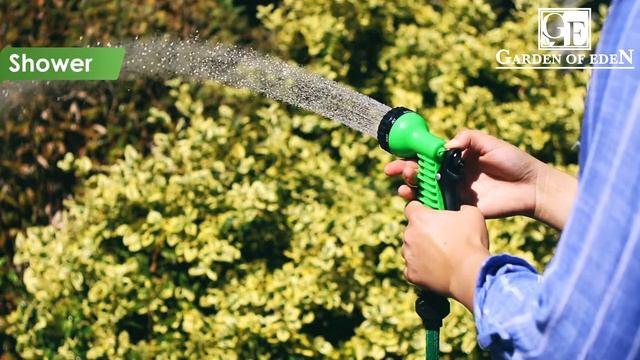 Vandslange sæt - 15 m Fleksibel, stofslange med tromle, 7-i-1 dyse, stik смотреть онлайн