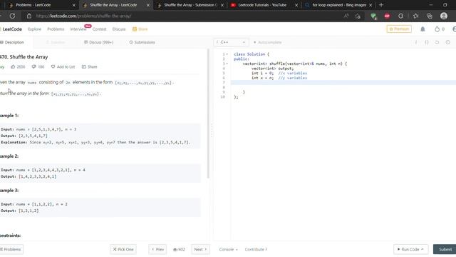 Shuffle the Array LeetCode using C++ смотреть онлайн