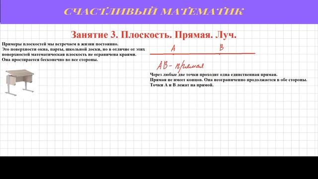Занятие 3. Плоскость. Прямая. Луч. смотреть онлайн