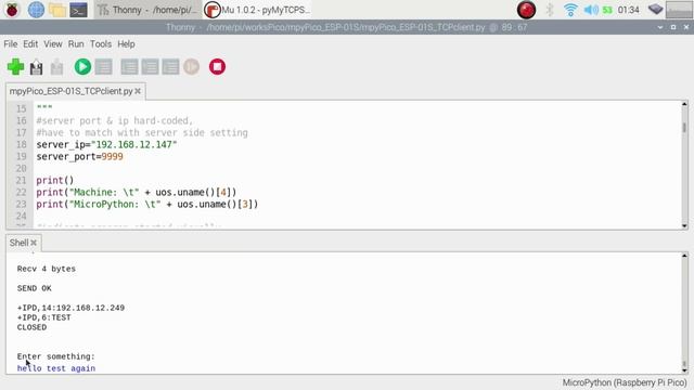 Pico/MicroPython + ESP-01S (AT Command) act as TCP Client connect to Raspberry Pi/Python TCP Server смотреть онлайн