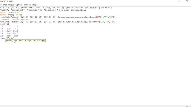 Python Pandas- DataFrame aggregate( ) function Example смотреть онлайн