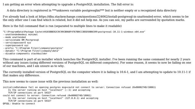 Databases: Getting "unknown variable postgresqlini" when updating PostgreSQL смотреть онлайн