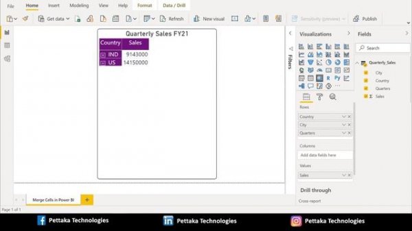 How to Merge Cells in Power BI Matrix Table