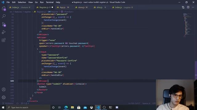 Formik register form with Yup schema validation and redux toolkit смотреть онлайн