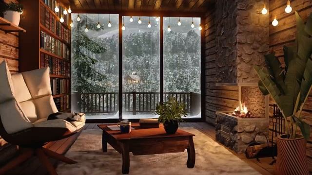 Winter Cozy Cabin In Snowstorm Ambience: Fireplace, Howling Wind, Relaxing Blizzard Sounds For Slee