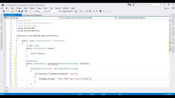 MVC Import Json Data Save Insert Into SQL Server