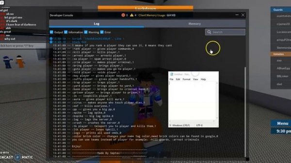 Prison Life Admin Commands (pastebin)