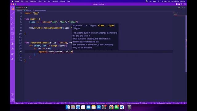 How to remove an element in slice | GoLang смотреть онлайн
